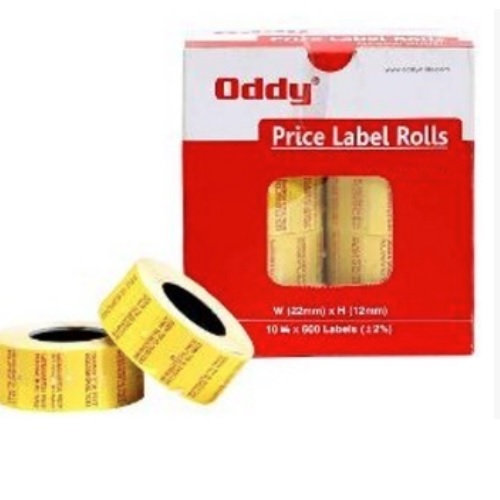 Oddy Price Lable Rolls Yellow M.R.P. Pack Of 10 Rolls, PLR - YM 600